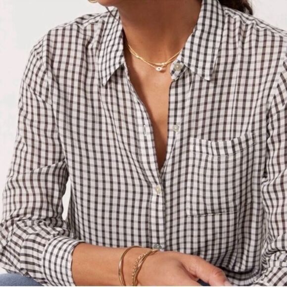 RAILS Josephine Gingham Button Down Shirt Black White Size Medium - Picture 4 of 13